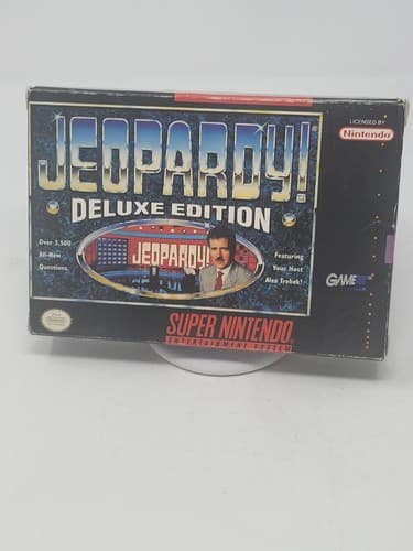 Jeopardy! Deluxe Edition SNES Super Nintendo w/ Box. Tested.