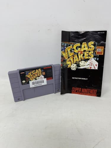 Vegas Stakes (Super Nintendo, SNES) Cartridge & Manual Only/Tested/Authentic