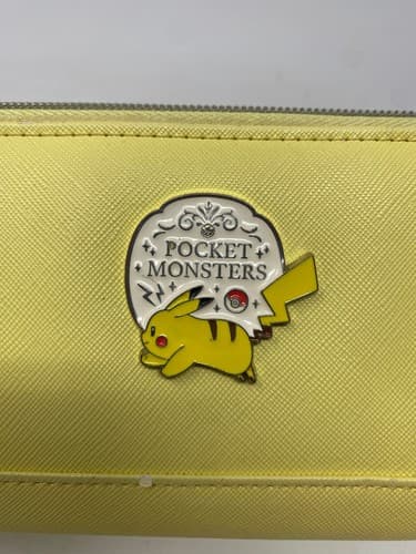 Pokemon Pikachu Light Yellow Leather Zipper Long Wallet with Heart Charm Japan — photo 2