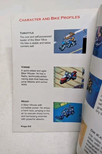 Biker Mice From Mars SNES Super Nintendo Instruction Manual Only Authentic — photo 7