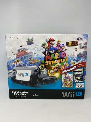 Nintendo Wii U Black Super Mario 3D World Deluxe Set Console/W Controllers