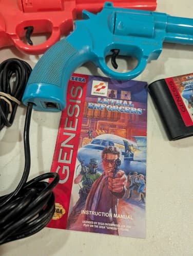 Lethal Enforcers Blue & Pink Gun Controllers Justifier Sega Genesis TESTED — photo 3