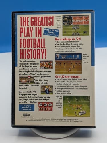 John Madden Pack (92, 93, 94) Sega Genesis Games, Tested Complete — photo 3