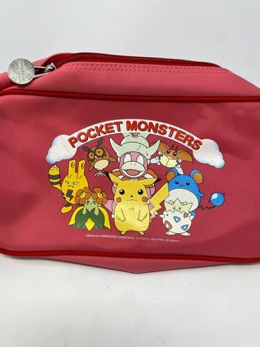Vintage Pokemon Pocket Monsters Red Zip Case Pouch Red Orange Retro Japan — photo 4