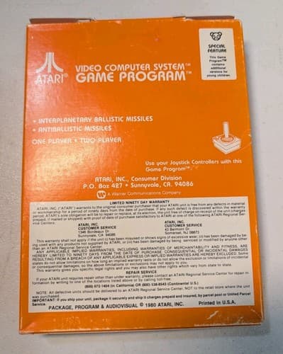 Atari 2600 Missile Command Complete In Box CIB Tested — photo 2