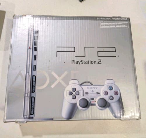 Sony PlayStation 2 PS2 Slim Empty Retail Box Only - SILVER - No Console