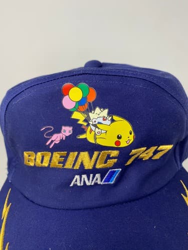 Pokémon: ANA Boeing 747 Flying Pikachu Ball Cap Hat Navy Blue Very Nice — photo 2