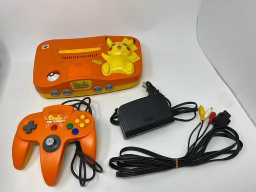 Nintendo 64 Pokemon Pikachu Limited Edition Orange/Yellow Console w/ Controller
