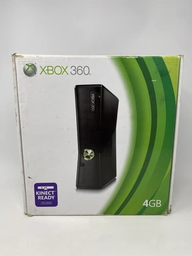 Microsoft Xbox 360 S 4GB Black Console CIB w/ Controller Tested Works
