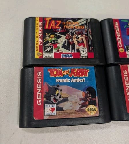 Lot Of 4 Sega Genesis Carts, Tested - Tom Jerry, Taz, Animaniacs, Bugs Bunny — photo 2