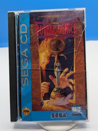 Double Switch SEGA CD US Edition Complete w/ Manual Tested Works - Broken Case