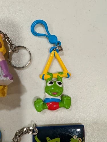 Lot Of 3 Vintage Muppet Babies Keychains 80s - Ms Piggy Kermit W/ Metal Kermit — photo 2