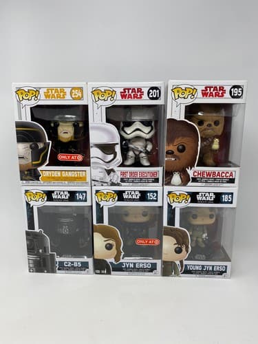 Funko Pop! Star Wars Vinyl Figures Lot of 6 - Chewbacca Dryden Gangster C2-B5