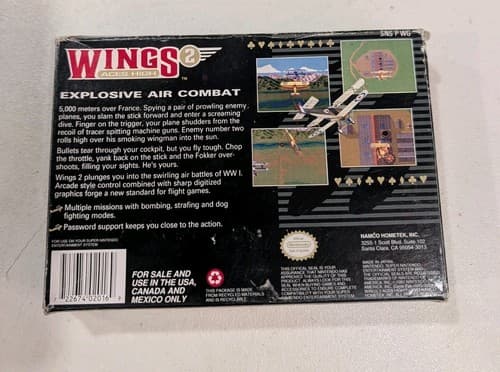 Wings 2: Aces High SNES Super Nintendo Complete CIB - Damaged Box, Tested — photo 2