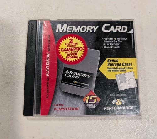 PlayStation 1 PS1 Performance Memory Card Case Holder w/ 3 Memory Cards - Tested