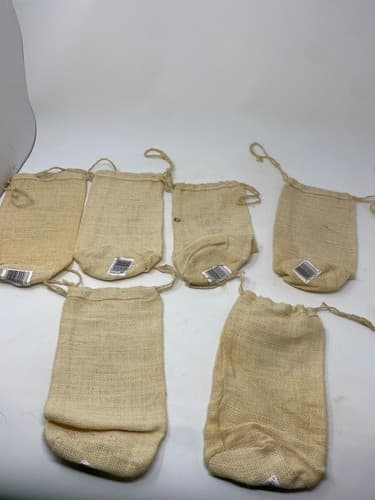 Malibu Caribbean Rum Burlap Drawstring Bottle Bags Lot of 6 Palm Tree Bar Decor — photo 8