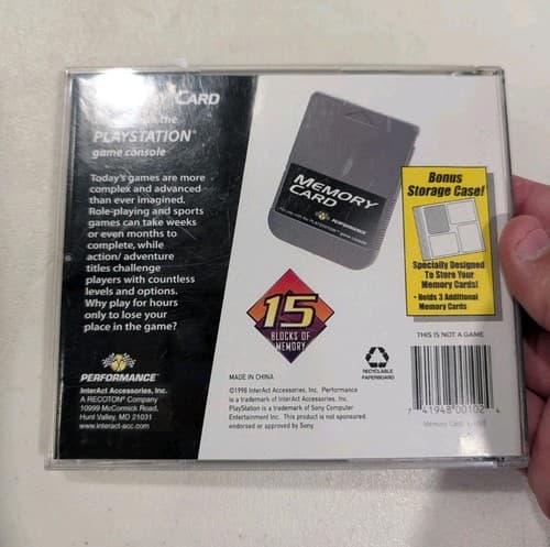 PlayStation 1 PS1 Performance Memory Card Case Holder w/ 3 Memory Cards - Tested — photo 2
