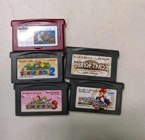 Lot Of 5 Nintendo GBA Japanese Game Carts - Tested - Super Mario Advance, Mario