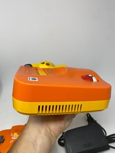Nintendo 64 Pokemon Pikachu Limited Edition Orange/Yellow Console w/ Controller — photo 9