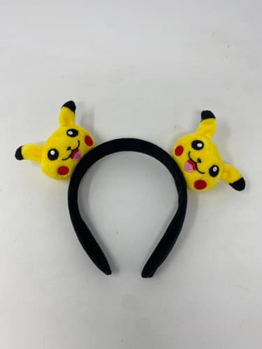 Pokemon Pikachu Double Plush Headband Black Yellow Cosplay Costume Accessory