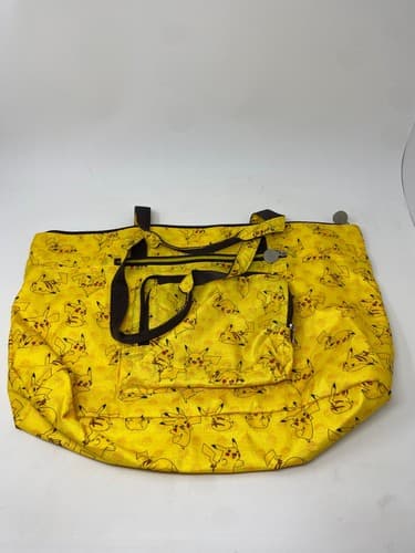 Pokemon Pikachu Yellow All Over Print Tote Bag Zippered Travel Shopping Bag