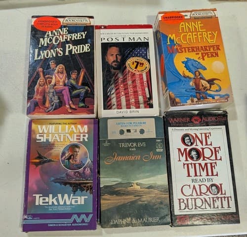 Lot of 6 Audio Cassette Books - Shatner, Burnett, McCaffrey & More