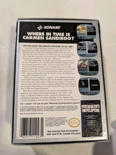 Where in Time is Carmen Sandiego Nintendo NES Box Manual Tested, No Encyclopedia — photo 3