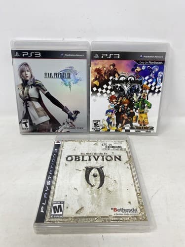 3 games Lot Bundle PS3 Final Fantasy Kingdom Hearts Elder Scrolls Oblivion Etc