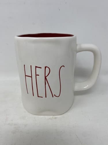 NEW Rae Dunn HERS Mug Cup - Red Inside And Text Color Magenta Artisan Collection