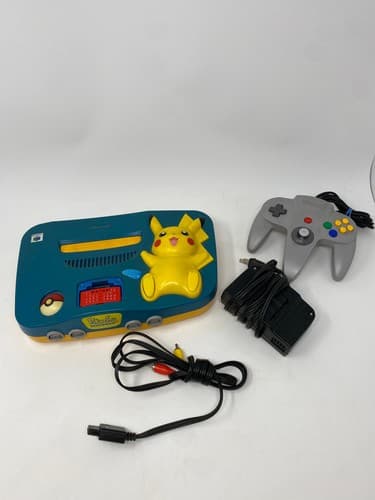 Nintendo 64 Pikachu Torquoise Console Gray Controller Region Free Tested Pokemon