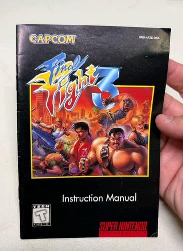FINAL FIGHT 3 Instruction Manual BOOKLET Super Nintendo SNES Capcom Authentic