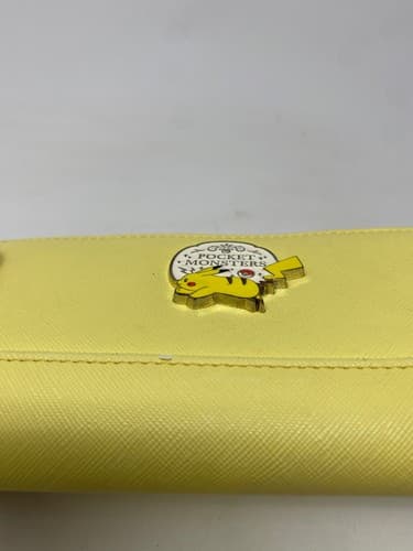 Pokemon Pikachu Light Yellow Leather Zipper Long Wallet with Heart Charm Japan — photo 3