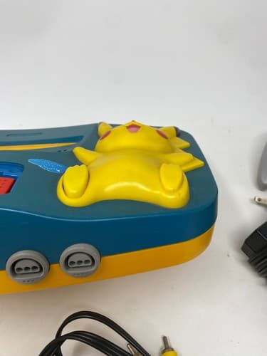 Nintendo 64 Pikachu Torquoise Console Gray Controller Region Free Tested Pokemon — photo 8