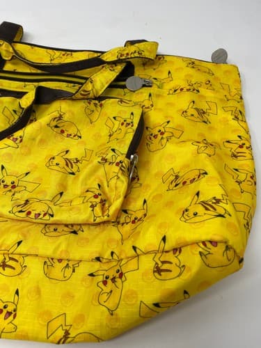 Pokemon Pikachu Yellow All Over Print Tote Bag Zippered Travel Shopping Bag — photo 4