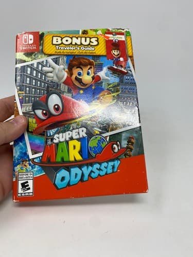 Super Mario Odyssey Nintendo Switch Game w/ Traveler's Guide & Box READ Damage — photo 2