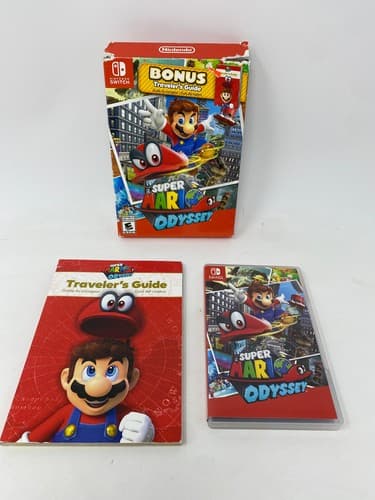 Super Mario Odyssey Nintendo Switch Game w/ Traveler's Guide & Box READ Damage — photo 9