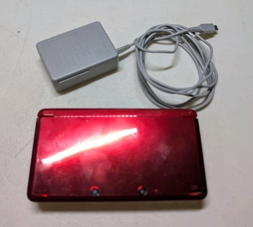 Nintendo 3DS Flame Red Handheld Console System, Tested With Charger