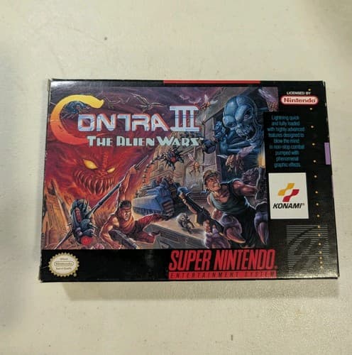 Contra 3 : Alien Wars (Super Nintendo, SNES, Konami) Cib Complete - Tested Look