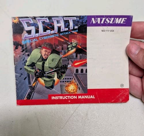 SCAT (Special Cybernetic Attack Team) NES Manual Only - RARE HTF - Authentic