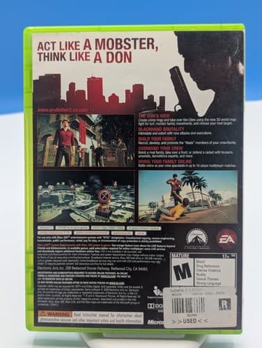 Xbox 360 The Godfather II Video Game No Manual Rated M 2009 EA — photo 2