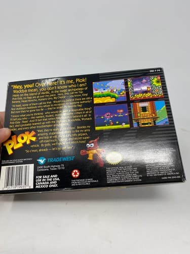 Plok! Super Nintendo SNES 1993 CIB Box Manual Tray Registration Inserts Tested — photo 8