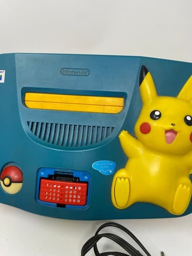 Nintendo 64 Pikachu Torquoise Console Gray Controller Region Free Tested Pokemon — photo 3
