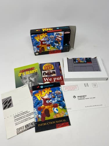 Plok! Super Nintendo SNES 1993 CIB Box Manual Tray Registration Inserts Tested — photo 9