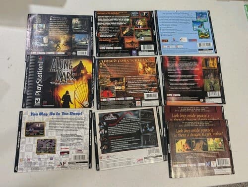 Lot of 9 PS1 Case Artworks - Alone In The Dark, Darkstone, Casper, The Mummy