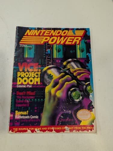 Nintendo Power Issue 24 May 1991 Vice Project Doom Very Good w/ Tale Spin Poster