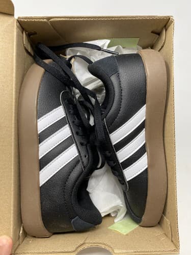 adidas VL Court 3.0 K Kids Sneaker Black White Brown US Size 12K — photo 4