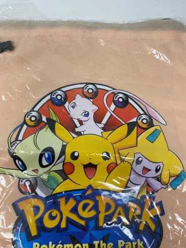 2005 Pokemon Center PokePark Pokemon the Park Beige Drawstring Tote Bag New — photo 3