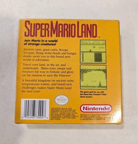 Super Mario Land Complete In Box CIB Green Screens Nintendo Game Boy — photo 2