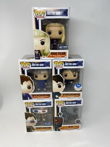 Lot of 5 Funko Pop Doctor Who Rose 295 Jack 302 K-9 300 Tenth 233 355 Exclusives