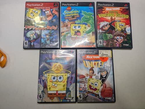 Lot of 5 SpongeBob/Nickelodeon PS2 Cases/Manuals - No Game - Dutchman, Atlantis